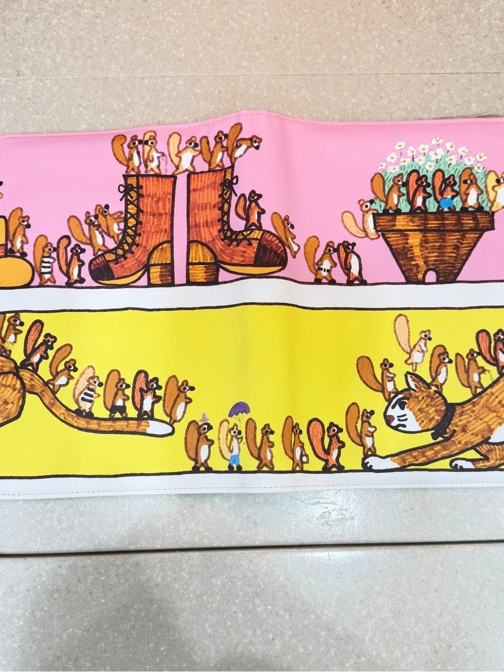 Hobonichi Cousin Cover.  100% orange: Where’s the squirrel going?